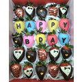 25pcs Rainbow "HAPPY BDAY" Chocolate Strawberries Gift Box